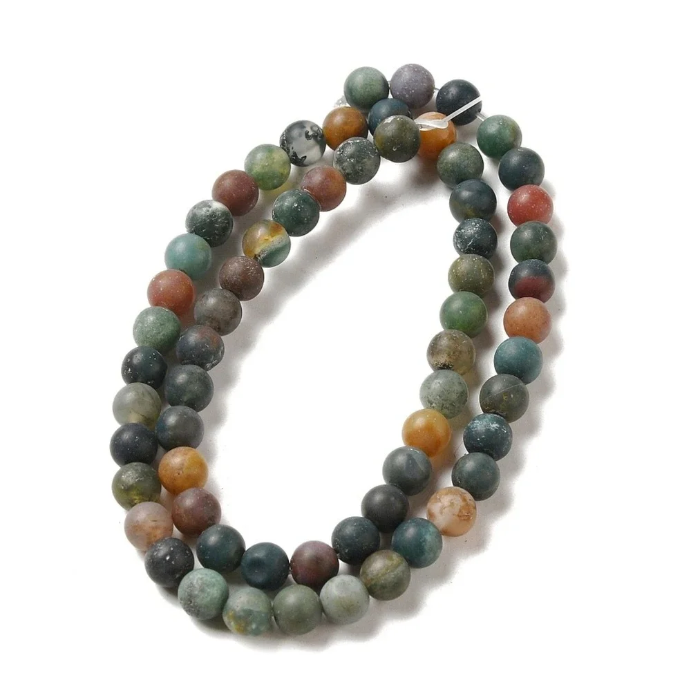 6-6.5MM Matte‎ Indian Agate Beads-ONE Gemstone Bead Strand-Jewelry Making NWT